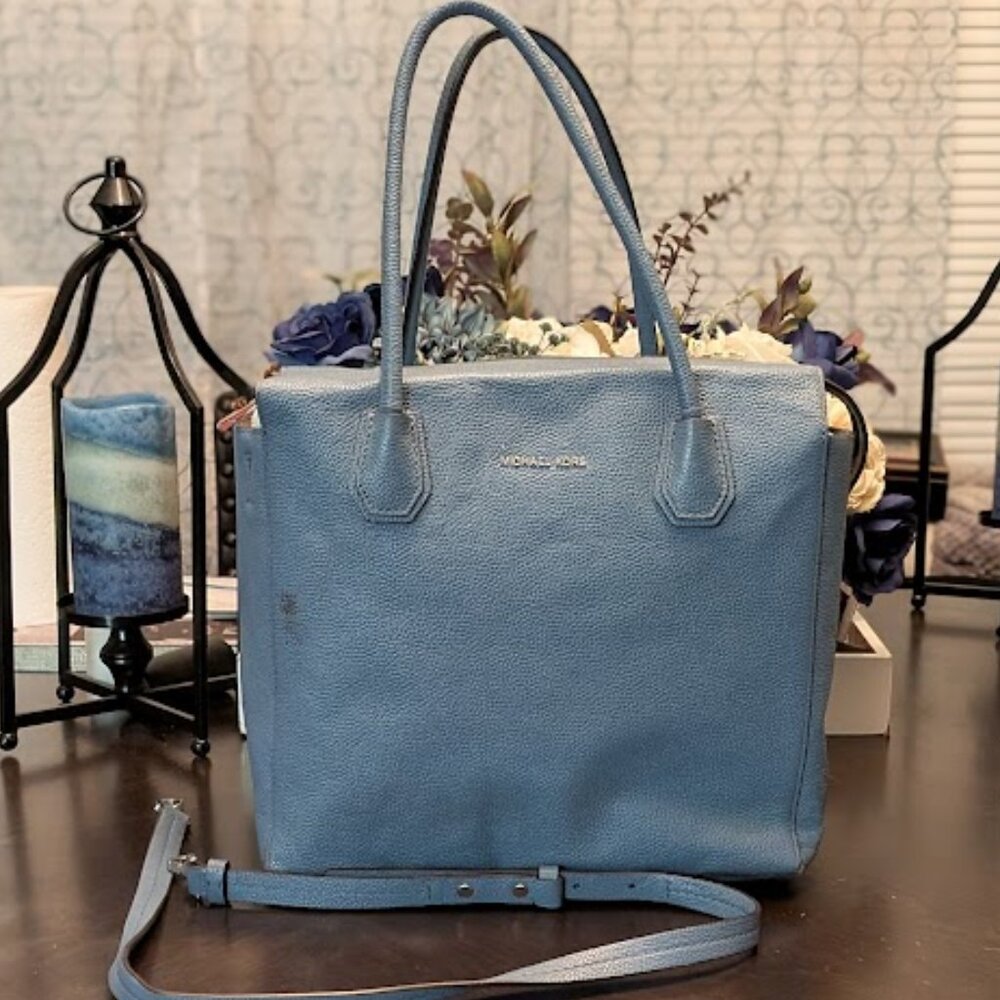 O1 MICHAEL KORS Mercer Large Pebbled Leather Satchel